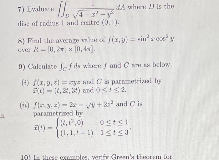 Solved 7 Evaluate Iint D Chegg Com