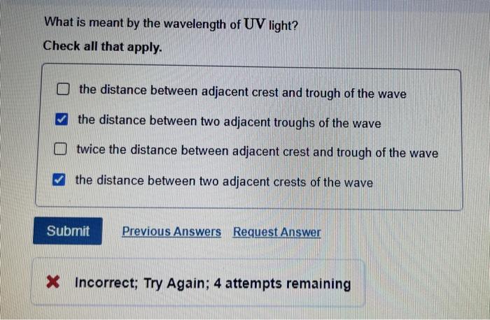 what is meant by the wavelength of uv light