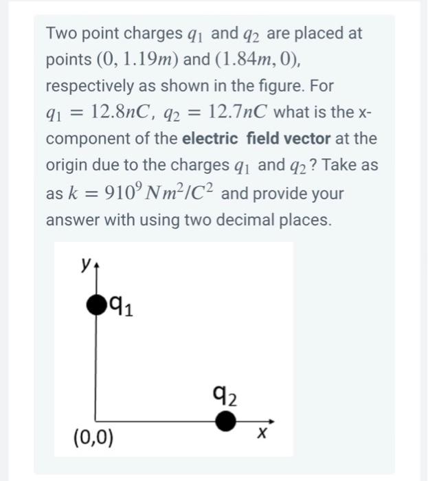 Solved Two point charges q1 and q2 are placed at points | Chegg.com