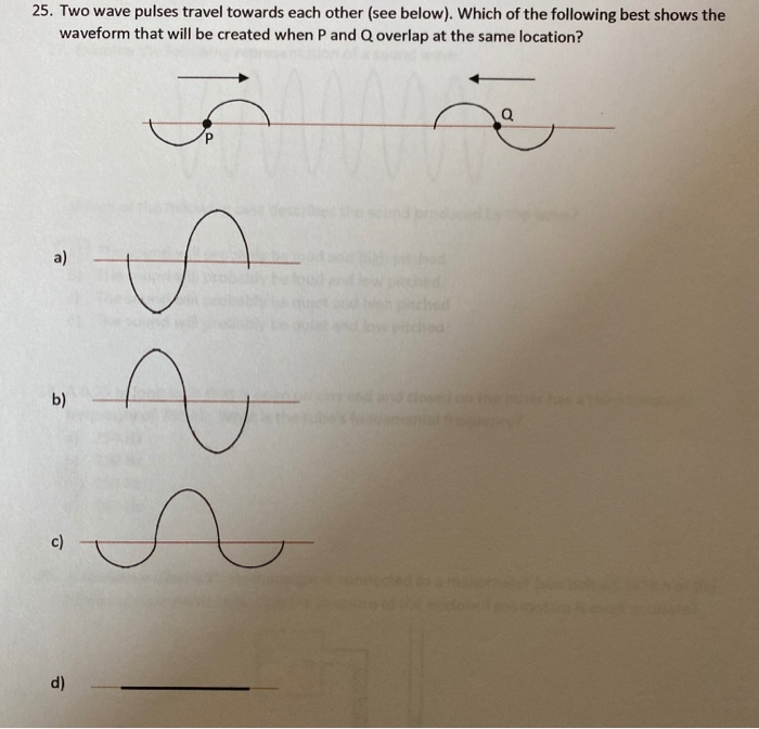 Solved 25. Two wave pulses travel towards each other (see | Chegg.com