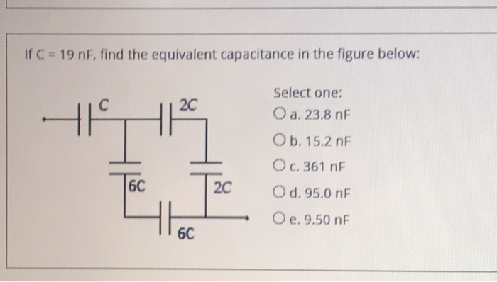 If C 19 Nf Find The Equivalent Capacitance In The Chegg Com