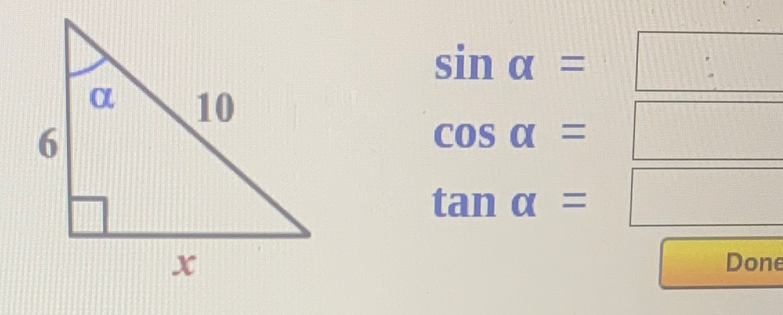 Solved sinα=cosα=tanα= | Chegg.com