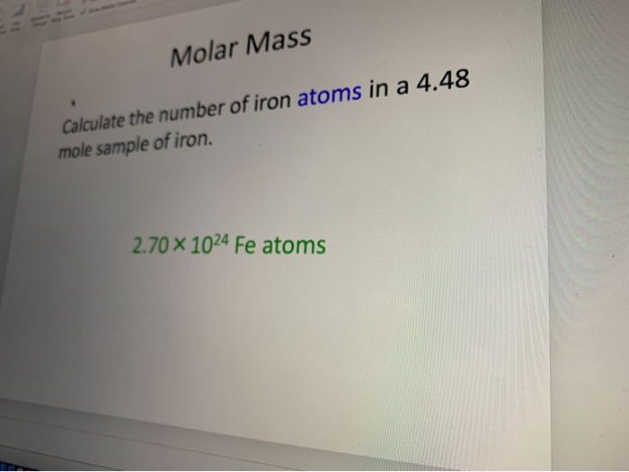 Solved Molar Mass Calculate the number of iron atoms in a