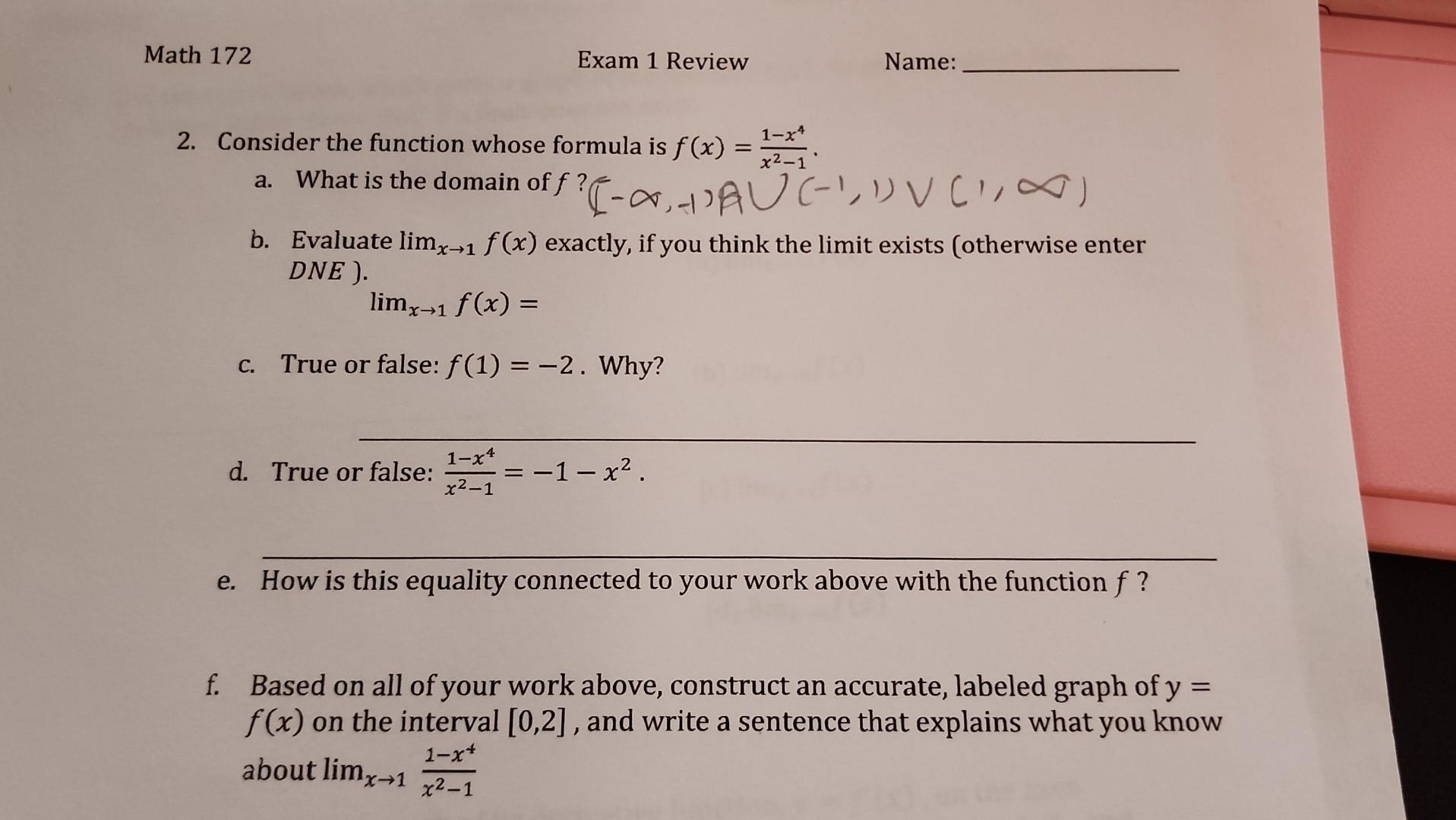 Solved 2. Consider the function whose formula is | Chegg.com