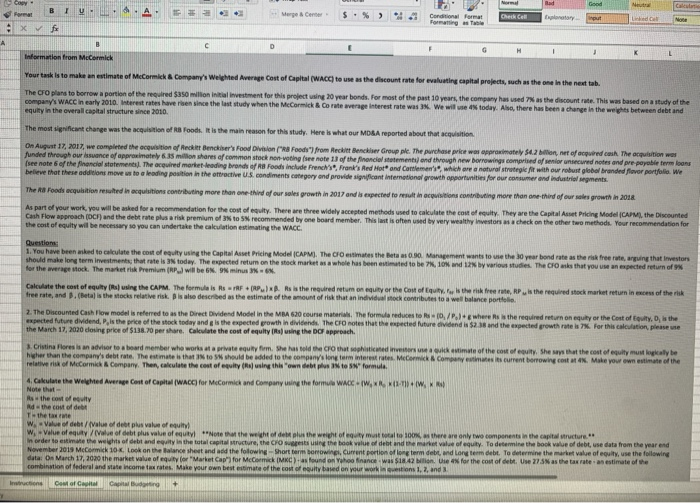 Solved Excel Window Help File Edit View insert Format Tools | Chegg.com