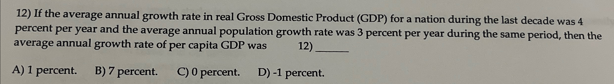 Solved If the average annual growth rate in real Gross | Chegg.com