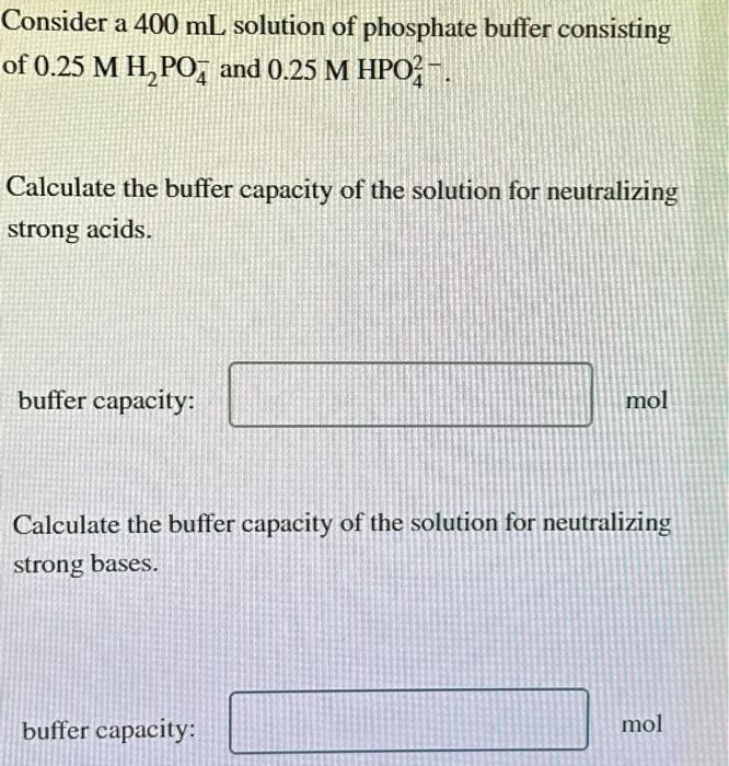 Solved Consider a 400 mL solution of phosphate buffer | Chegg.com