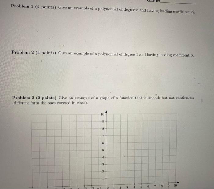 Solved Problem 1 (4 points) Give an example of a polynomial | Chegg.com