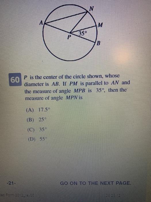 Solved N A M M P 35 B 60 P Is The Center Of The Circle Chegg Com