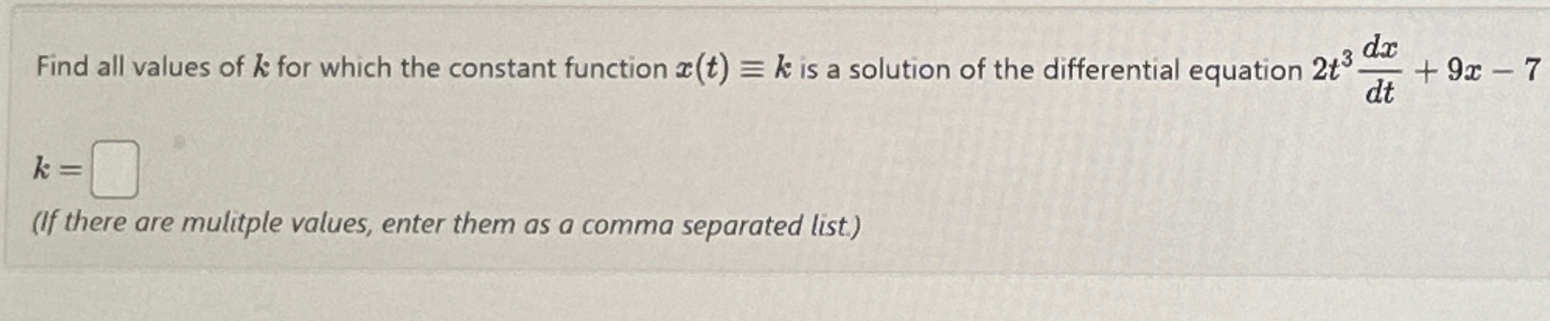 Solved Find all values of k ﻿for which the constant function | Chegg.com