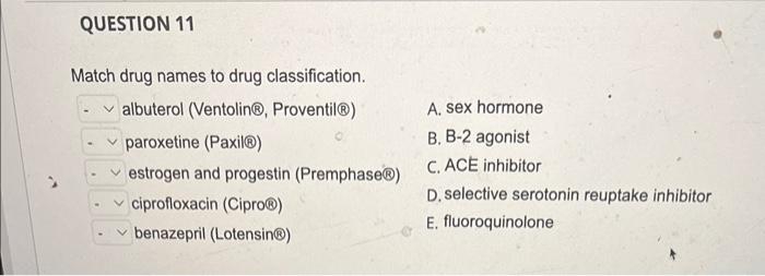 Solved Match drug names to drug classification. albuterol | Chegg.com