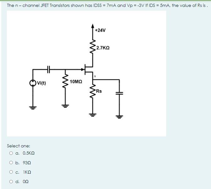 Solved The n-channel JFET Transistors shown has IDSS = 7mA | Chegg.com