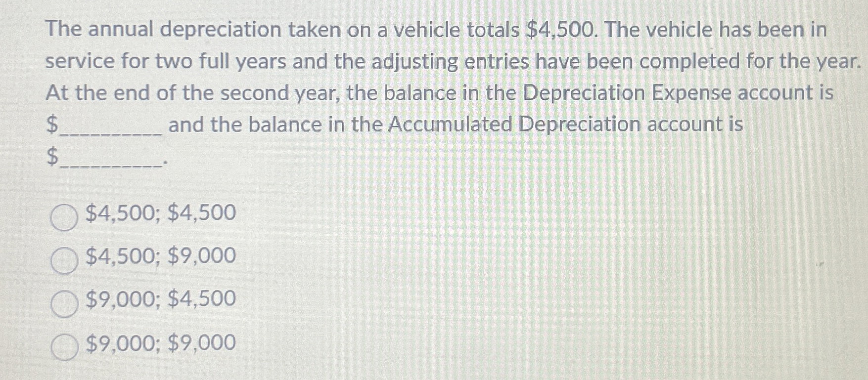 Solved The annual depreciation taken on a vehicle totals | Chegg.com