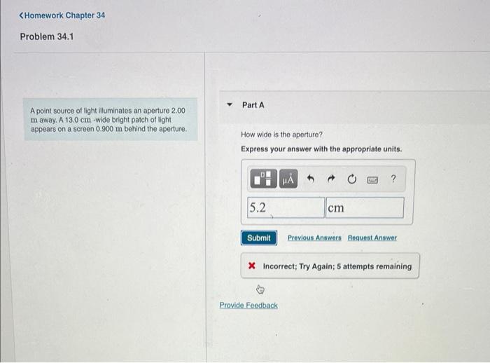 Solved A point source of light illuminates an aperture 2.00 | Chegg.com