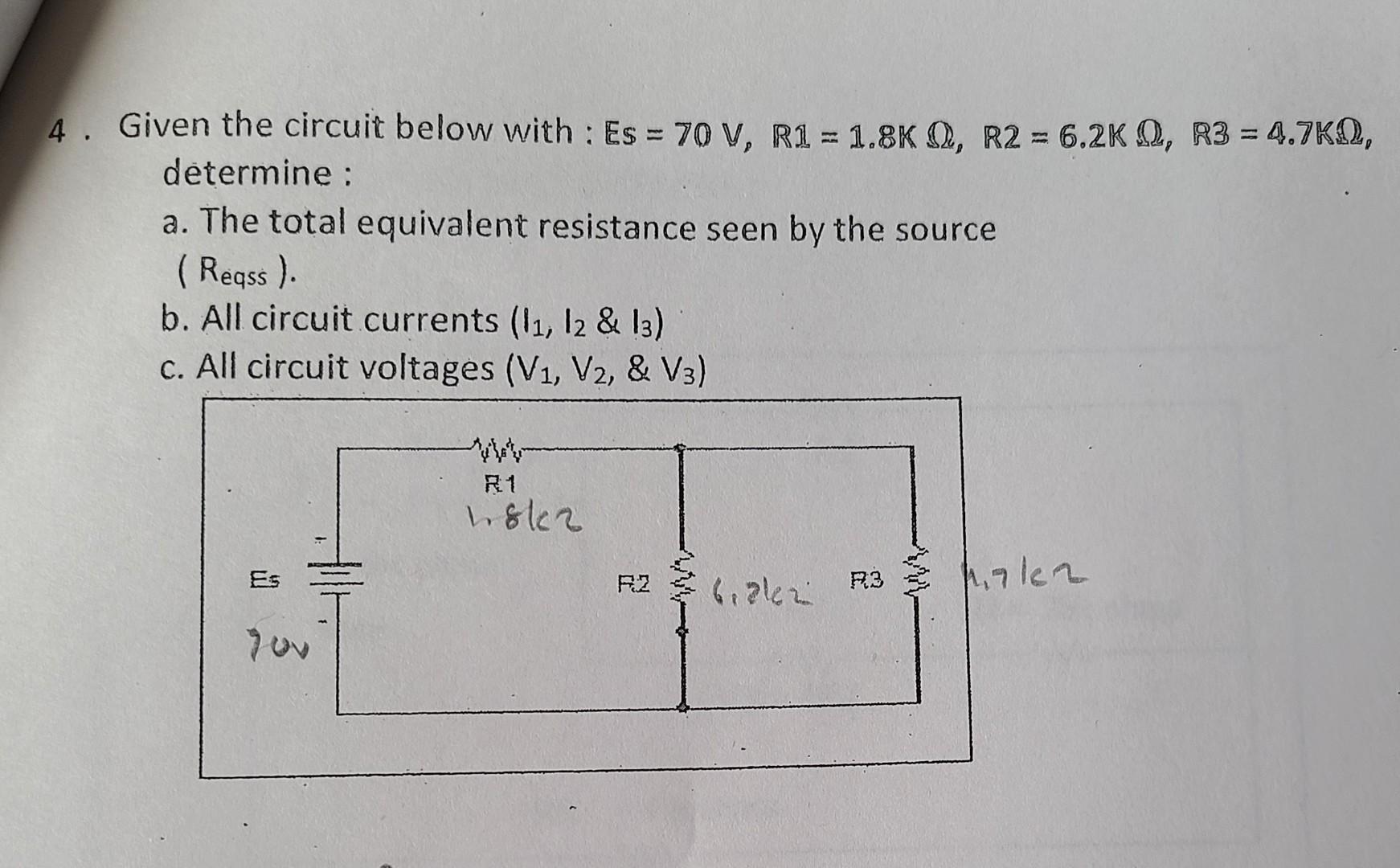 Solved 4. Given The Circuit Below With: E5=70 | Chegg.com