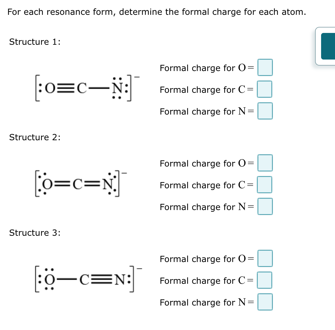 Formal Charges Explained Solved For each resonance form, determine the formal charge | Chegg.com