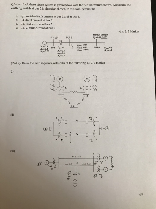 0.3 (part 1) A three phase system is given below with | Chegg.com