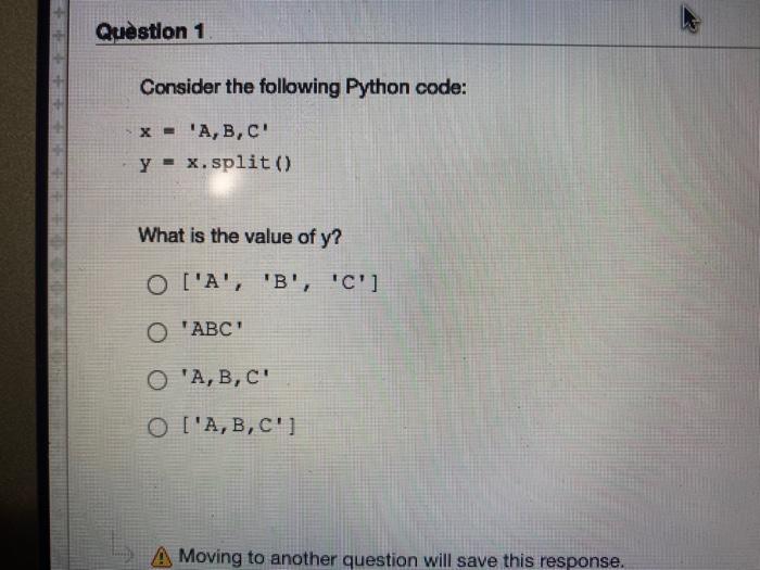 Solved Question 1 Consider the following Python code: x = | Chegg.com