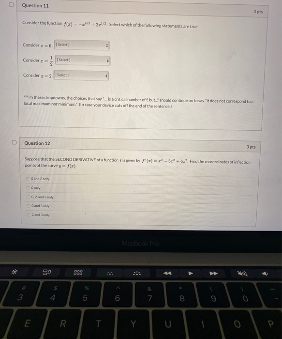 Solved Question 11 3 pts Consider the function f(x) = -24 | Chegg.com