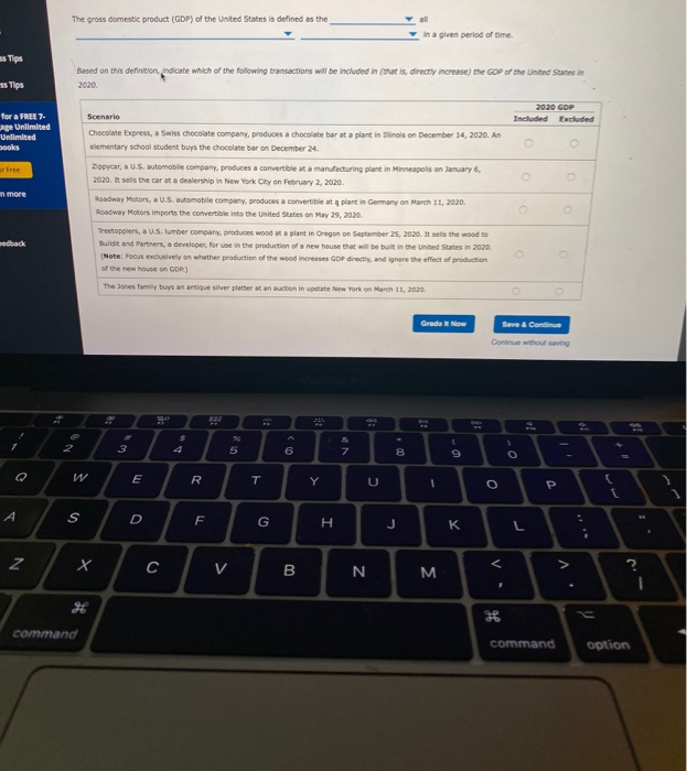 Solved The gross domestic product (GDP) of the United States | Chegg.com