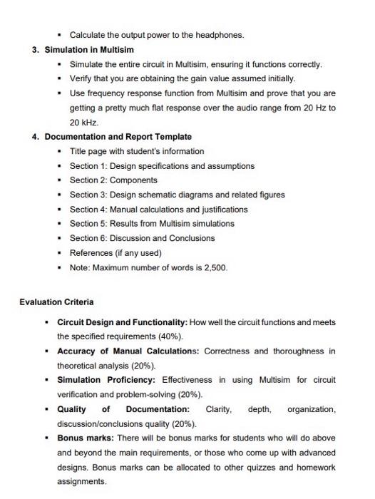 Solved Design and Simulation of an Audio Amplifier Using | Chegg.com