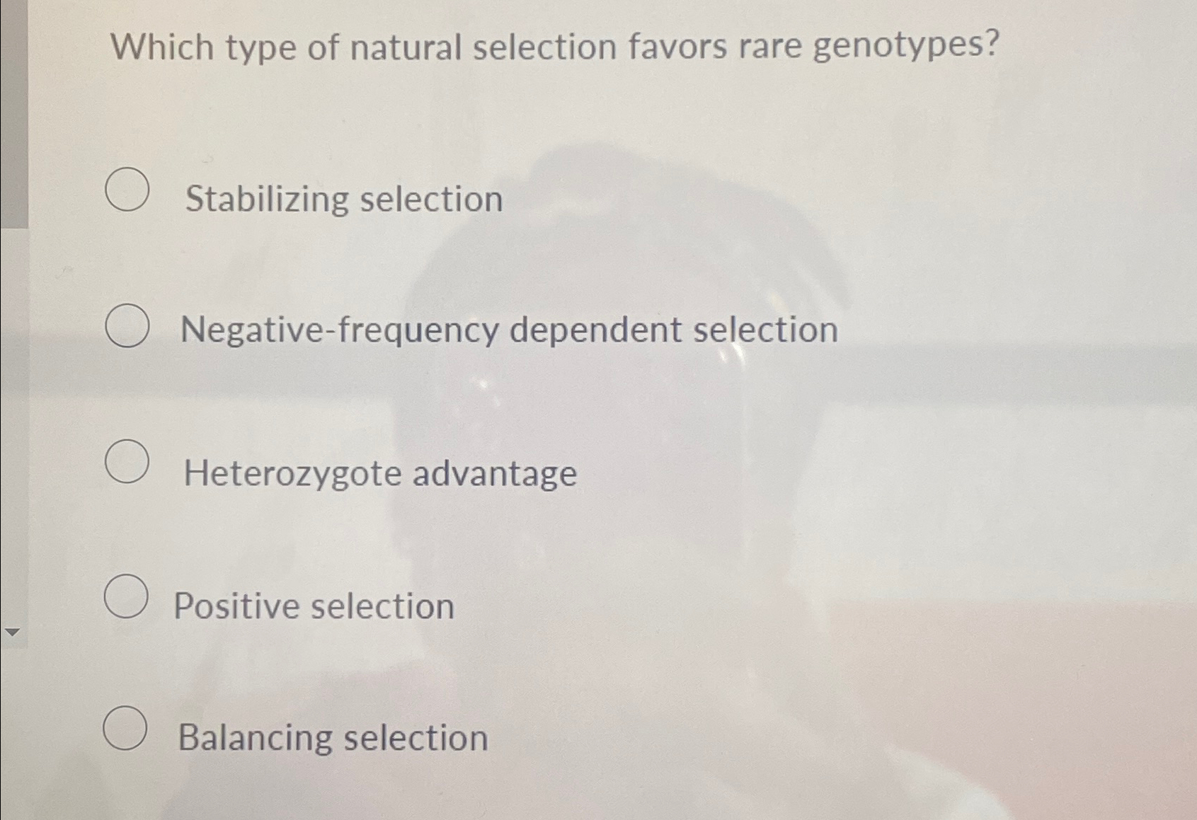 Solved Which type of natural selection favors rare | Chegg.com