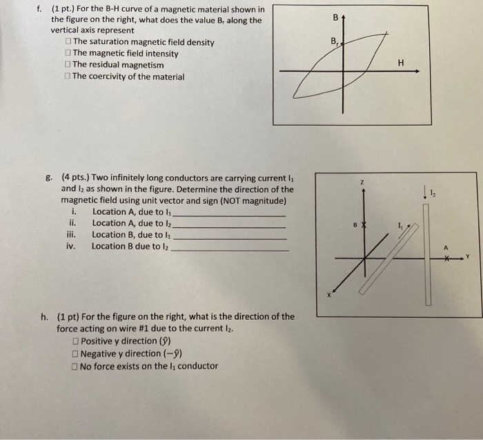 Solved B f. (1 pt.) For the B-H curve of a magnetic material | Chegg.com