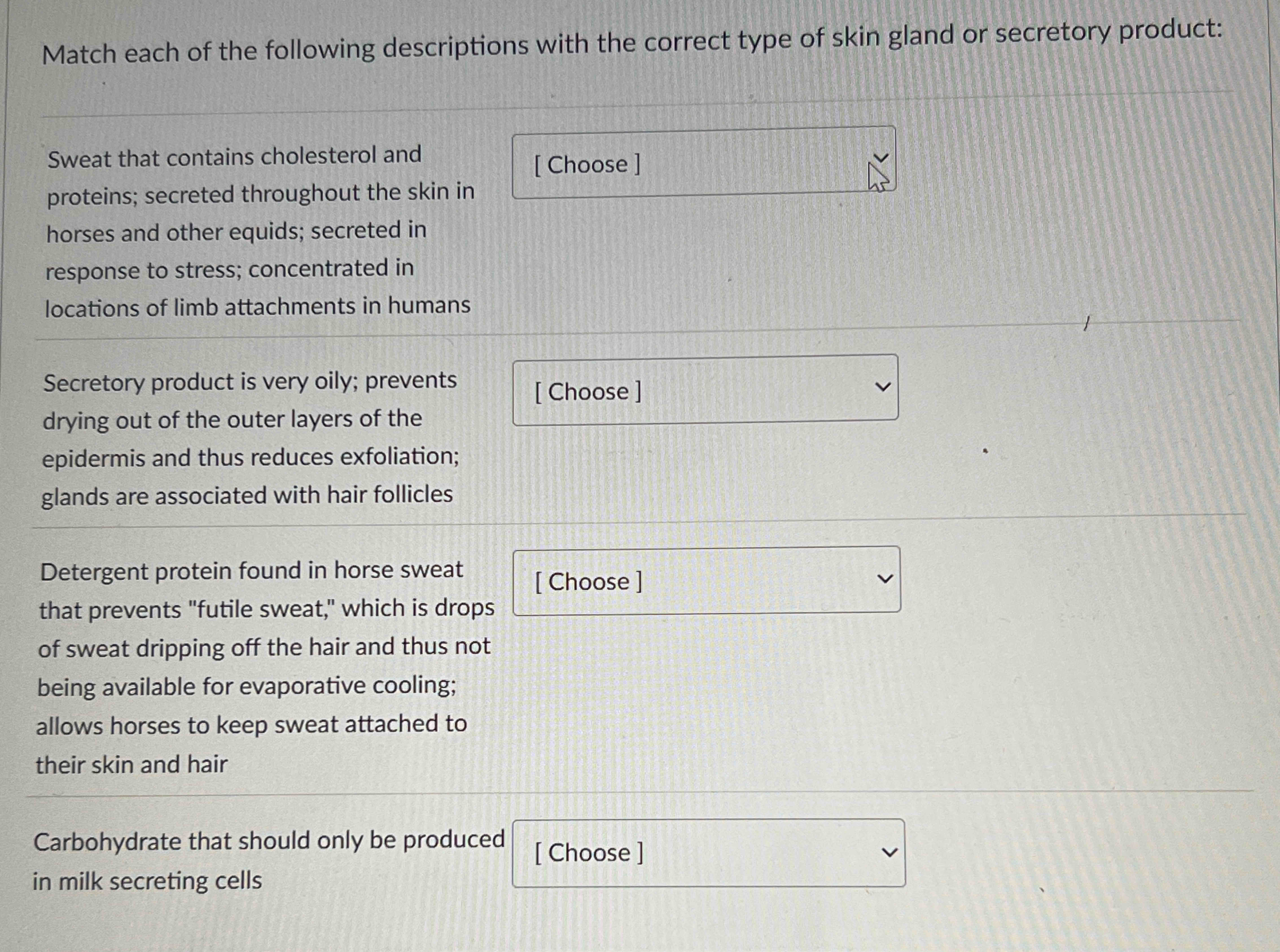Solved Match each of the following descriptions with the | Chegg.com