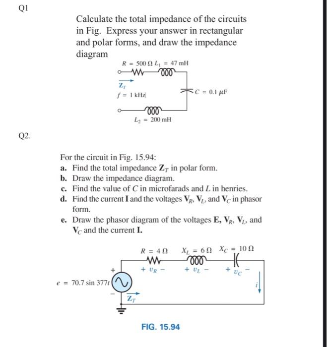 Solved Calculate the total impedance of the circuits in Fig. | Chegg.com