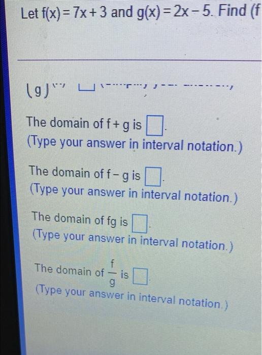 Solved Let F X 7x 3 And G X 2x 5 Find F G X