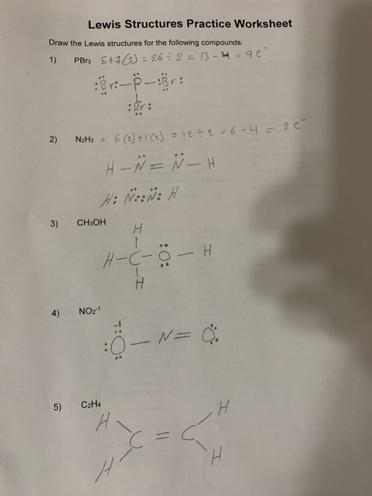 Lewis structure worksheet with answers