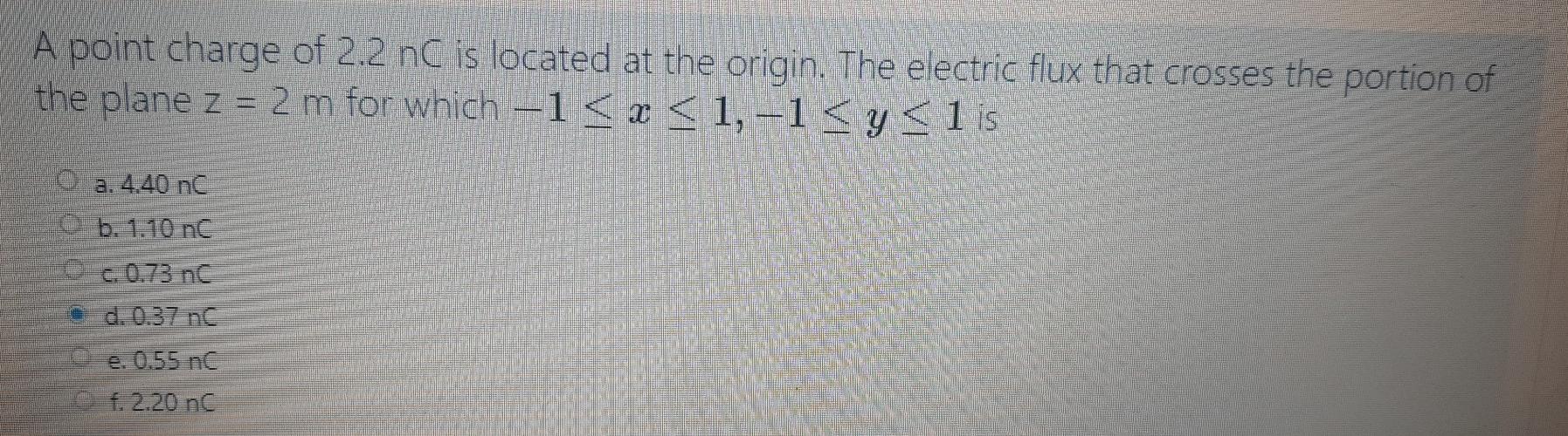 Solved A point charge of 2.2 nc is located at the origin. | Chegg.com