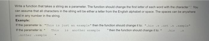 Solved Write a function that takes a string as a parameter. | Chegg.com