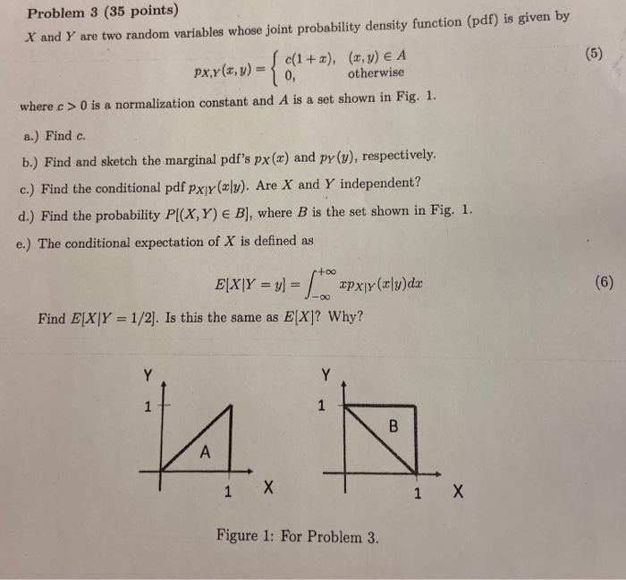 Solved (5) Problem 3 (35 points) X and Y are two random | Chegg.com