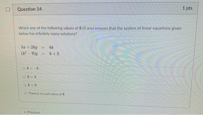 Solved Question 14 1 pts Which one of the following values | Chegg.com