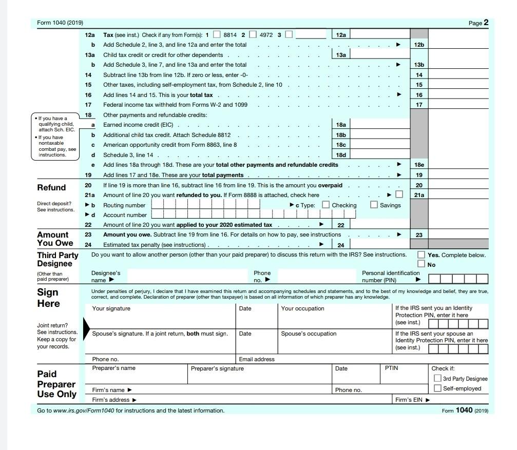 Solved TAX FORM/RETURN PREPARATION PROBLEM Using the | Chegg.com