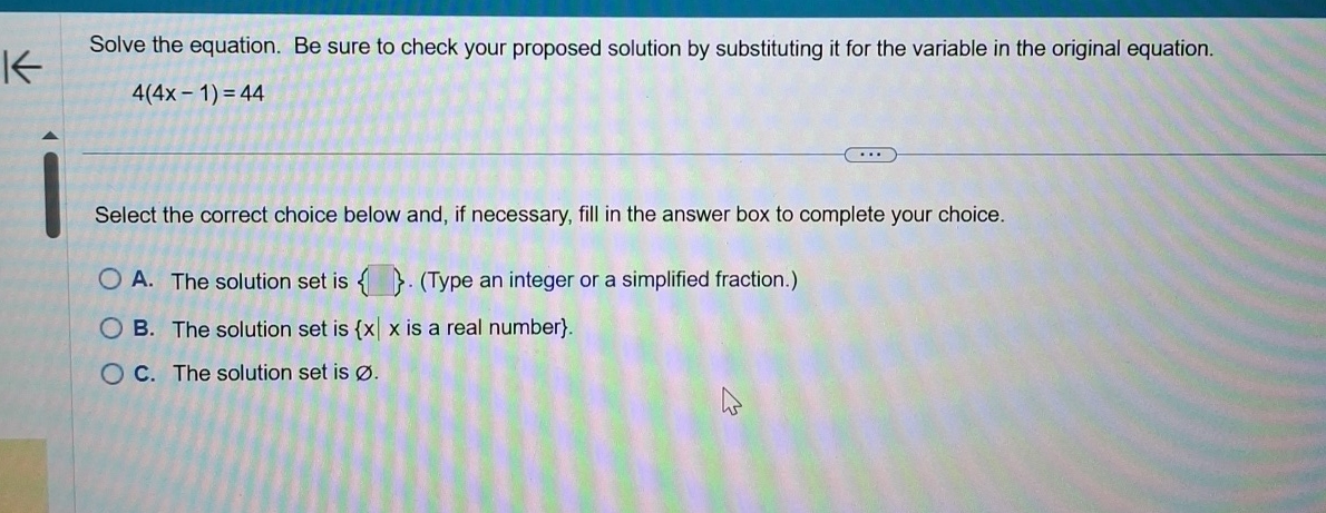 Solved Solve the equation. Be sure to check your proposed | Chegg.com