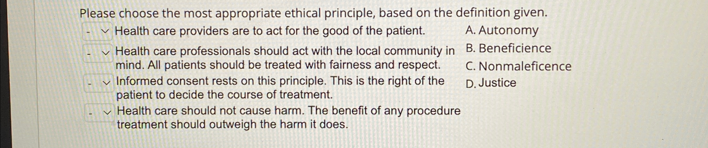 Solved Please choose the most appropriate ethical principle, | Chegg.com