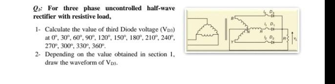Solved Q: For three phase uncontrolled half-wave rectifier | Chegg.com