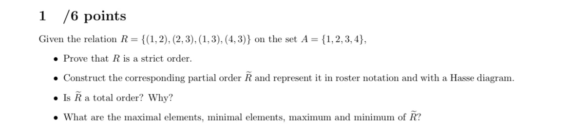 Solved 1 /6 ﻿pointsGiven the relation | Chegg.com