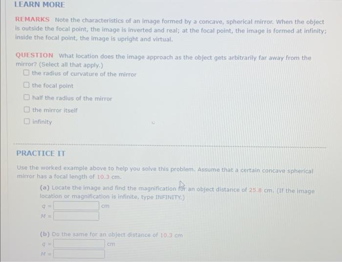 Solved EXAMPLE 23.2 Images Formed by a Concave Mirror GOAL | Chegg.com