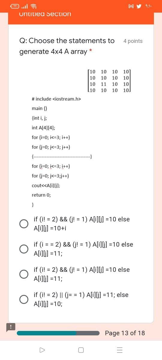 Solved My 9:1 Untitled Section 4 points Q: Choose the | Chegg.com
