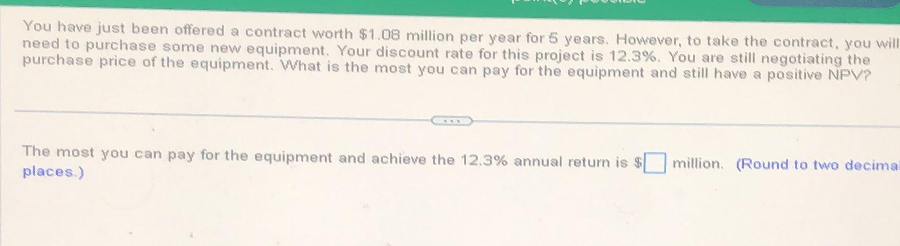 Solved You have just been offered a contract worth \( \$ | Chegg.com