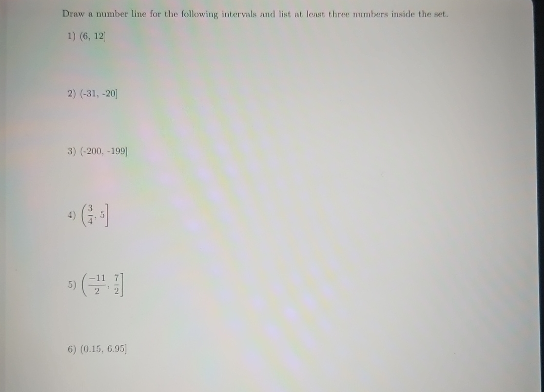 Number Line Interval Questions Solved Draw a number line for the following intervals and | Chegg.com