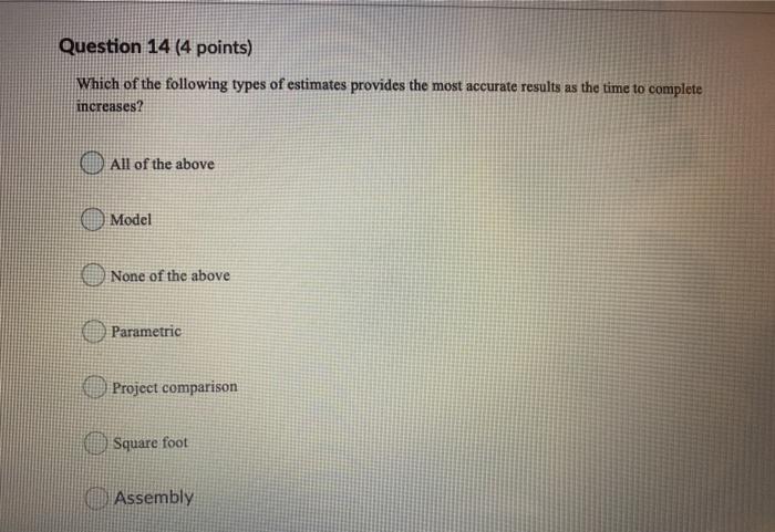 Solved Question 14 (4 points) Which of the following types | Chegg.com