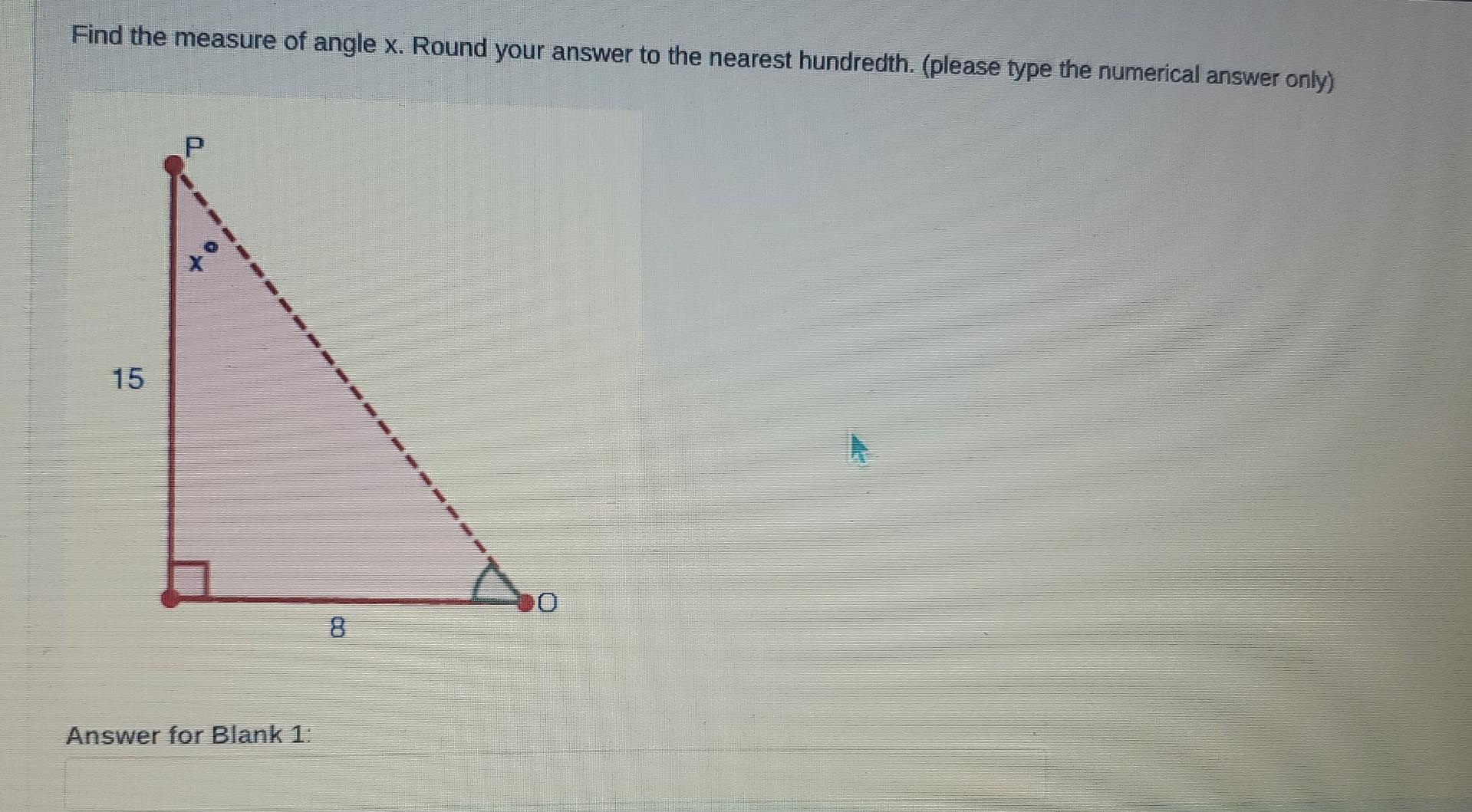 Solved Find the measure of angle x. Round your answer to the | Chegg.com