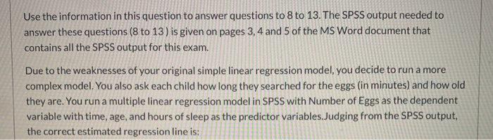 Solved Use the information in question 8 and the SPSS output | Chegg.com