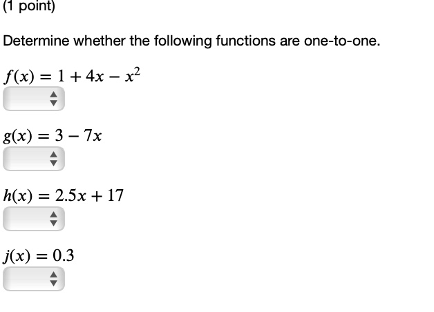 Solved (1 ﻿point)Determine whether the following functions | Chegg.com