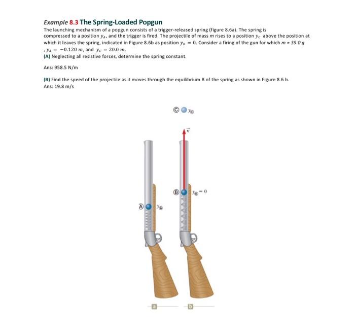 Solved Example 8.3 The Spring-Loaded Popgun The launching | Chegg.com