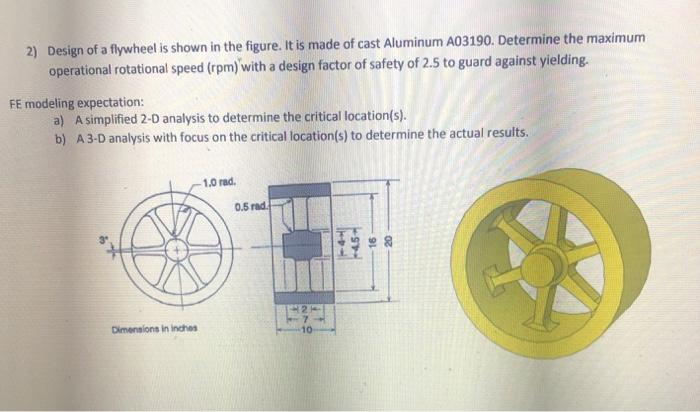 Solved 2) Design of a flywheel is shown in the figure. It is | Chegg.com